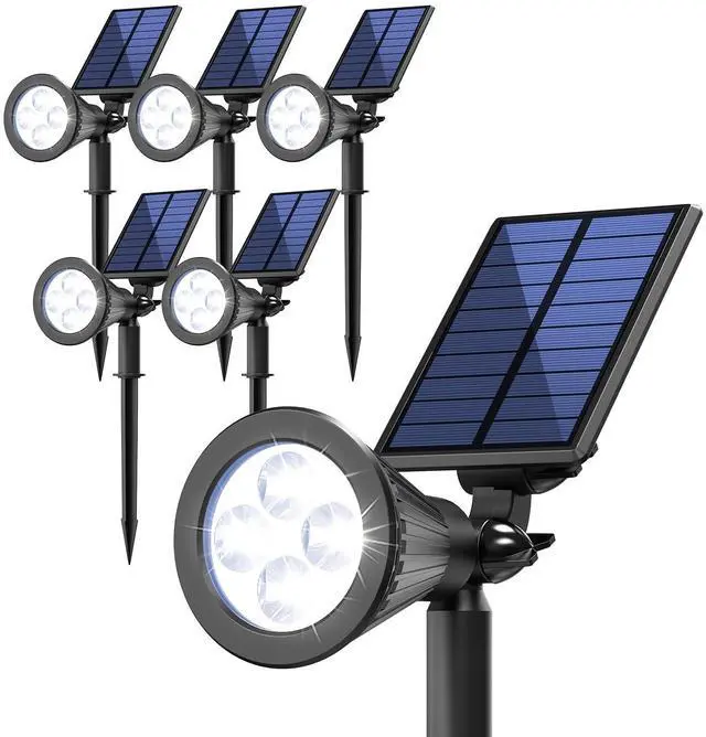 Main image of 6 Pack Solar Spot Lights Outdoor Waterproof with Focus Beam Solar SpotLights for Flag Tree, 2 Lighting Modes, Solar Landscape Lights for Yard Garden Lawn Pathway, Cool White