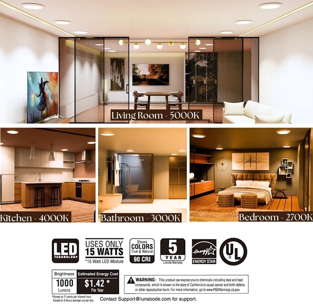 Alt view image 3 of 7 - 7.5 Inch Disc Light I Dimmable Ceiling Light Fixtures | 5CCT LED Lights 2700K/3000K/3500K/4000K/5000K | Flush Mount Ceiling Light I ETL & UL Certified I LED Lights for Bedroom - 12 Pack