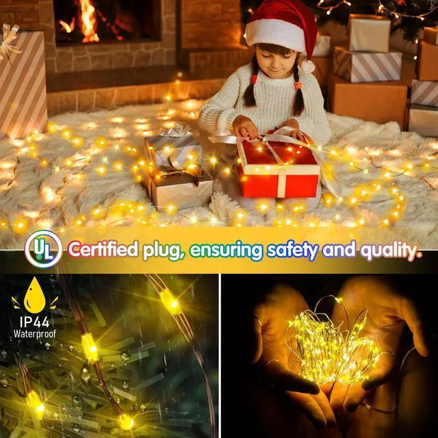 Alt view image 3 of 7 - 532FT 1600LED Outdoor Fairy Lights Plug in Warm White Xmas Decor Timer, Memory, Dimmable, Remote, Waterproof, Copper Wire, Flexible, for Garden, Wedding, Party, Indoor/Outdoor, Christmas