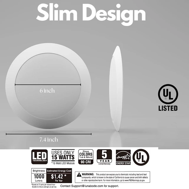 Alt view image 4 of 7 - 7.5 Inch Disc Light I Dimmable Ceiling Light Fixtures | 5CCT LED Lights 2700K/3000K/3500K/4000K/5000K | Flush Mount Ceiling Light I ETL & UL Certified I LED Lights for Bedroom - 12 Pack