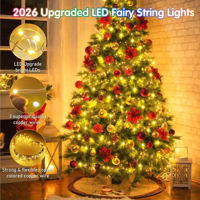Alt view image 6 of 7 - 532FT 1600LED Outdoor Fairy Lights Plug in Warm White Xmas Decor Timer, Memory, Dimmable, Remote, Waterproof, Copper Wire, Flexible, for Garden, Wedding, Party, Indoor/Outdoor, Christmas