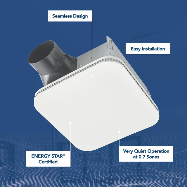 Alt view image 2 of 7 - Bathroom Exhaust Fan Easy Retrofit Without Attic Access, Ultra-Quiet 0.7 Sones, 80 CFM, ENERGY STAR Certified, Moisture & Odor Control with Easy-Clean Grille