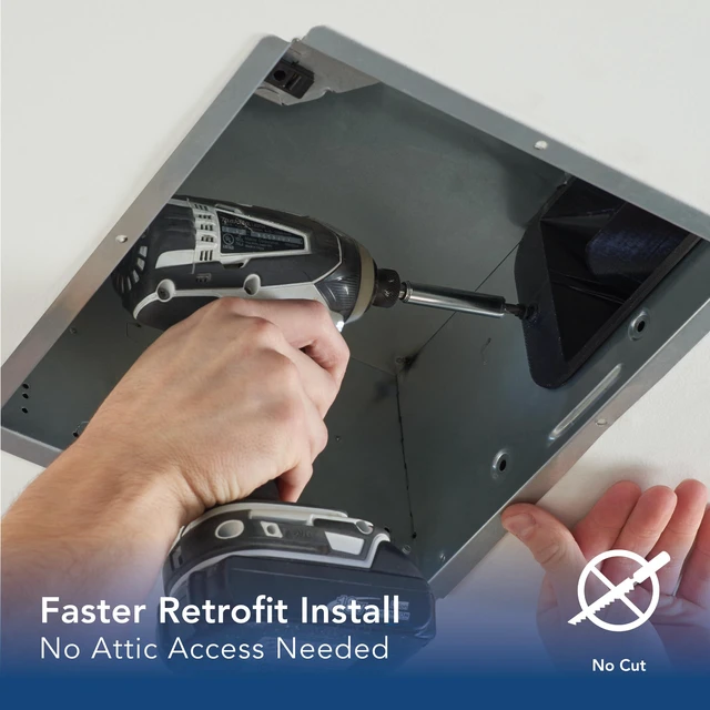 Alt view image 4 of 7 - Bathroom Exhaust Fan Easy Retrofit Without Attic Access, Ultra-Quiet 0.7 Sones, 80 CFM, ENERGY STAR Certified, Moisture & Odor Control with Easy-Clean Grille