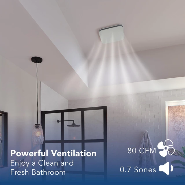 Alt view image 5 of 7 - Bathroom Exhaust Fan Easy Retrofit Without Attic Access, Ultra-Quiet 0.7 Sones, 80 CFM, ENERGY STAR Certified, Moisture & Odor Control with Easy-Clean Grille