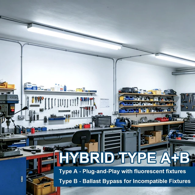 Alt view image 3 of 7 - Flourescent Light Bulbs Replacement, 24W 3200LM 6000K Frosted Type A+B, 12P Single or Double End Powered, Plug&Play or Ballast Bypass, F32T8 or F40T12 Fluorescent Bulbs,Office Shop Warehouse Lights