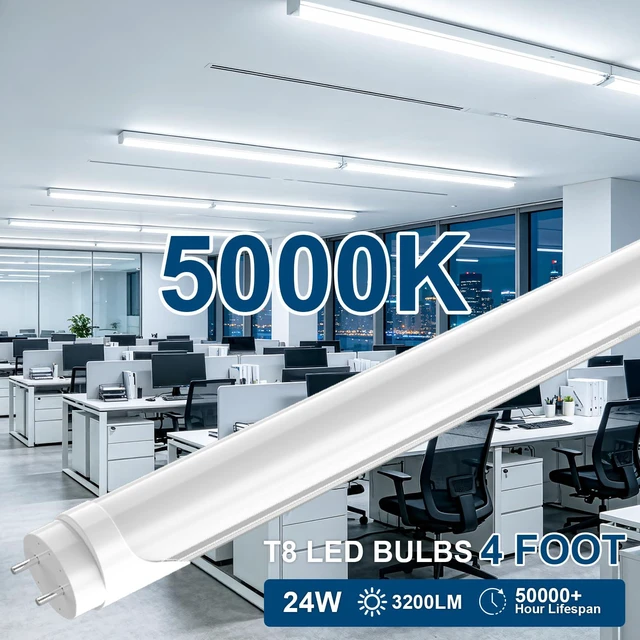 Alt view image 2 of 7 - Flourescent Light Bulbs Replacement, 24W 3200LM 5000K Frosted Type A+B, 12P Single or Double End Powered, Plug&Play or Ballast Bypass, F32T8 or F40T12 Fluorescent Bulbs,Office Shop Warehouse Lights