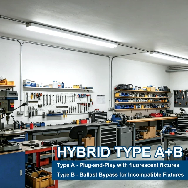 Alt view image 3 of 7 - Flourescent Light Bulbs Replacement, 24W 3200LM 5000K Frosted Type A+B, 12P Single or Double End Powered, Plug&Play or Ballast Bypass, F32T8 or F40T12 Fluorescent Bulbs,Office Shop Warehouse Lights