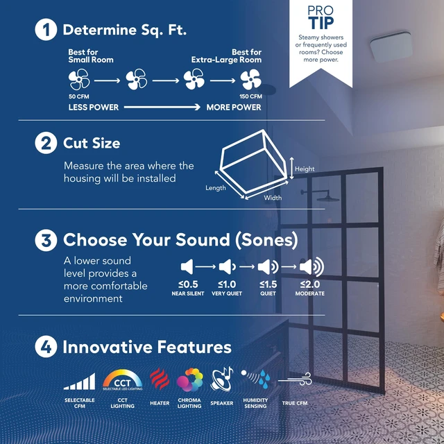 Alt view image 7 of 7 - Bathroom Exhaust Fan Easy Retrofit Without Attic Access, Ultra-Quiet 0.7 Sones, 80 CFM, ENERGY STAR Certified, Moisture & Odor Control with Easy-Clean Grille