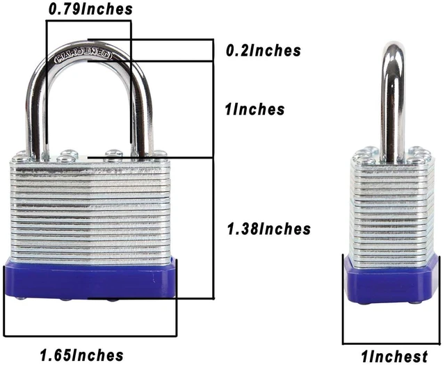 Alt view image 3 of 7 - ® Heavy Duty Outdoor Padlock, Keyed-Alike, Hardened Steel Shackle 24pk for Gate Shed Fence Truck Toolbox Locker Lock Body All Weather 1-9/16", 24PC Padlock with 48 Same Key, Hardened Steel Shackle