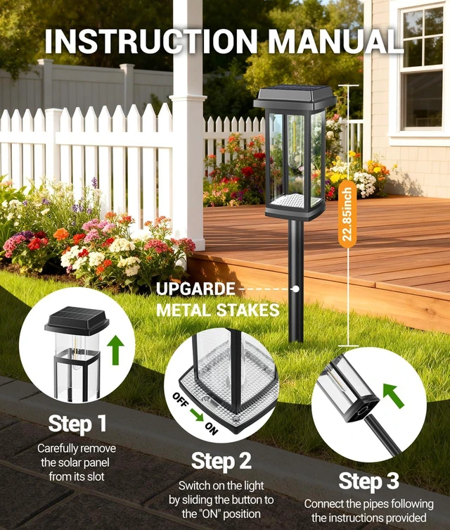 Alt view image 5 of 7 - Solar Pathway Lights Outdoor, 12 Pack Upgraded Solar Garden Lights Solar Powered, Solar Lights Outdoor Waterproof IP65, 15 Hours Outdoor Solar Lights for Yard Patio Landscape Walkway Driveway Decor