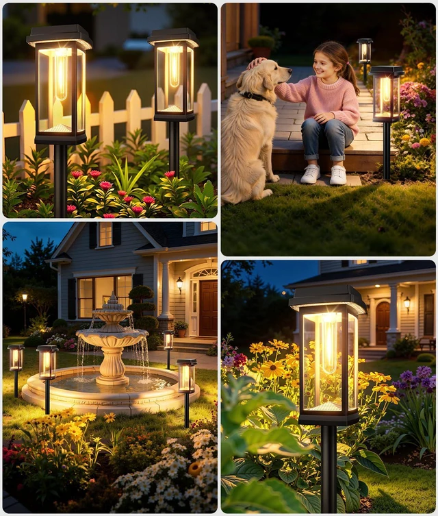 Alt view image 6 of 7 - Solar Pathway Lights Outdoor, 12 Pack Upgraded Solar Garden Lights Solar Powered, Solar Lights Outdoor Waterproof IP65, 15 Hours Outdoor Solar Lights for Yard Patio Landscape Walkway Driveway Decor