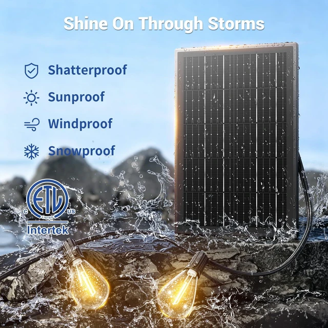 Alt view image 4 of 7 - 200FT Solar String Lights Outdoor Waterproof, 72+2 LED Solar Powered Lights with Remote Control, 3 Light Modes & Dimmable, USB-C Charging for Patio, Backyard, Garden, Camping