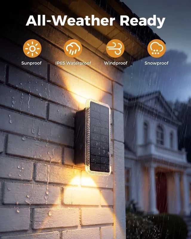 Alt view image 5 of 7 - Solar Fence Lights Outdoor 8 Pack, 5CCT(3000K-6000K) Up and Down Solar Wall Lights, IP65 Waterproof Dusk to Dawn Fence Lights Solar Powered for Patio, Porch, Backyard, Garage, Wall Decor