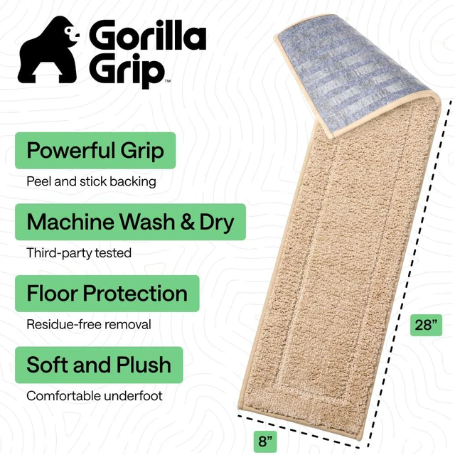 Alt view image 3 of 7 - Peel and Stick Stair Treads, 8x28 Inches, 12 Pack, Beige Multi-Surface Use Machine Washable Carpet Runners for Wooden Steps, Indoor Rugs for Stairs, Pet Friendly, Universal Size