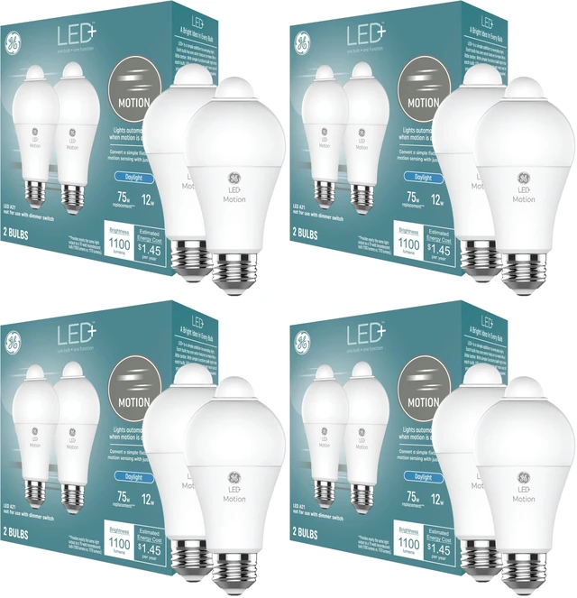 Main image of LED+ Motion Sensor LED Light Bulbs, 12W, Outdoor Security Lights, Daylight, A21 2 Count (Pack of 4)