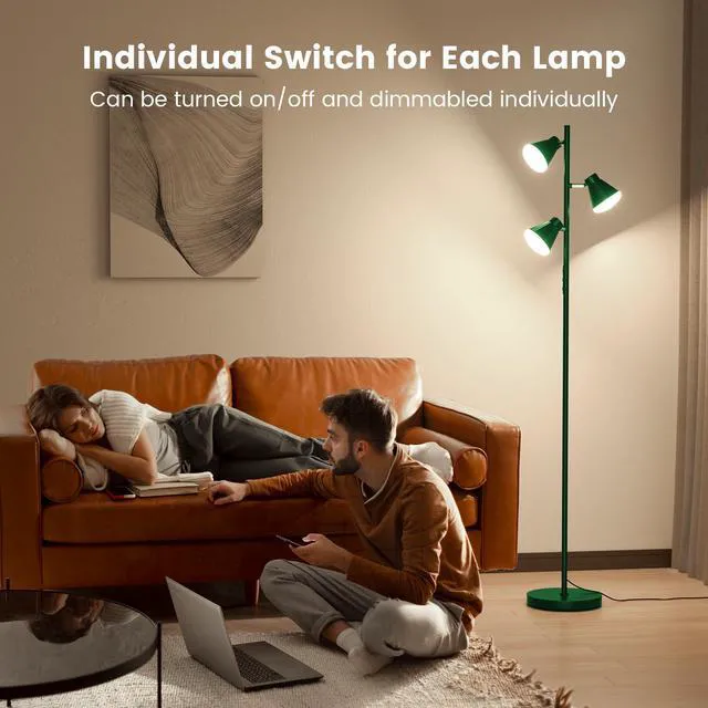Alt view image 4 of 7 - 36W LED Tree Floor Lamp with Remote for Living Room Bedroom Modern Dimmable Tall Standing Lamp with 4 Color Temperatures, 3 Rotatable Light Bright FLoor Lamp for Home Office