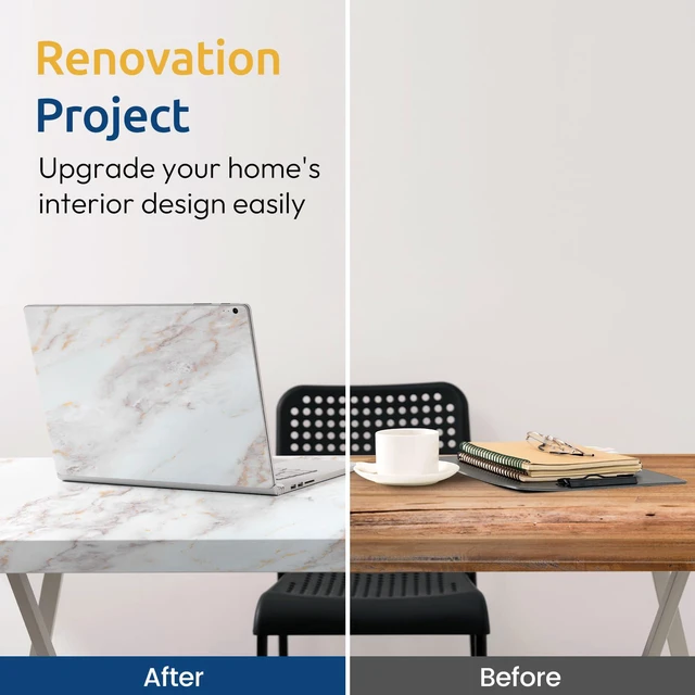 Alt view image 3 of 7 - Matte Marble Contact Paper for Countertops, 23.6" x 78.7" Self Adhesive Peel and Stick Wallpaper, Removable Kitchen Counter Top Contact Paper for Old Furniture, Gold Granite