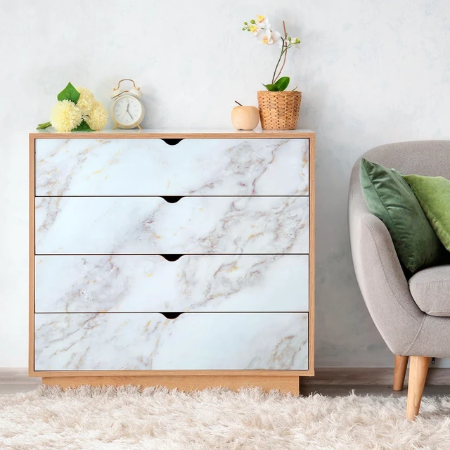 Alt view image 7 of 7 - Matte Marble Contact Paper for Countertops, 23.6" x 78.7" Self Adhesive Peel and Stick Wallpaper, Removable Kitchen Counter Top Contact Paper for Old Furniture, Gold Granite