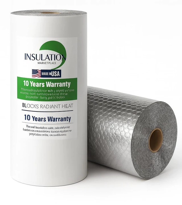 Main image of 48" x50ft Bubble Core Double Reflective roll, Thermal Shield, Duct, Garage, Wall, Attic, Pole Barn, Shed, Metal Building, RV Window, White / Foil