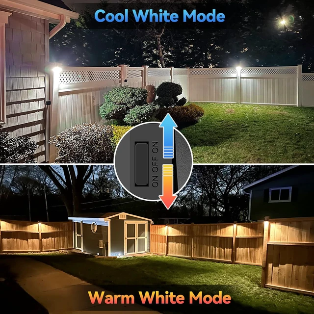 Alt view image 2 of 6 - Solar Fence Lights Warm White & White, Solar Outdoor Wall Lights, Fence Solar Lights Outdoor Waterproof for Step, Backyard, Fence, Wall, Patio, Deck Railing, Stair (12 Pack)