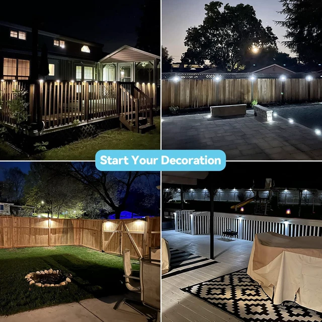 Alt view image 3 of 6 - Solar Fence Lights Warm White & White, Solar Outdoor Wall Lights, Fence Solar Lights Outdoor Waterproof for Step, Backyard, Fence, Wall, Patio, Deck Railing, Stair (12 Pack)