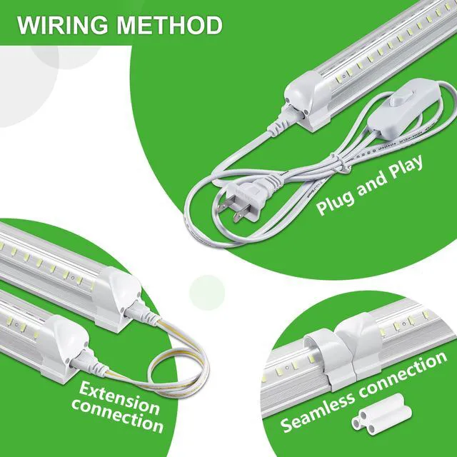 Alt view image 4 of 5 - 8Pack 4FT LED Shop Light Garage Lights,50W 6000K 7500LM White Light,Hanging/Surface Mount,T8 4FT Tube Lamp for Warehouse Workshop Basement,Linkable LED Shop Lights,Plug and Play