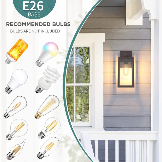 Alt view image 4 of 7 - Outdoor Wall Light Fixtures, Exterior Waterproof Wall Lanterns Large Oil Rubbed Bronze Porch Wall Light, Anti-Rust, E26 Socket, Clear Glass Outside Wall Mount, Front Door Lighting, 2 Pack