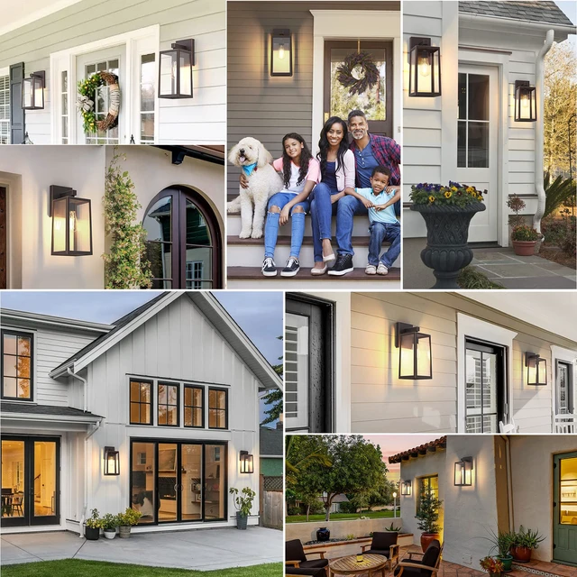 Alt view image 6 of 7 - Outdoor Wall Light Fixtures, Exterior Waterproof Wall Lanterns Large Oil Rubbed Bronze Porch Wall Light, Anti-Rust, E26 Socket, Clear Glass Outside Wall Mount, Front Door Lighting, 2 Pack