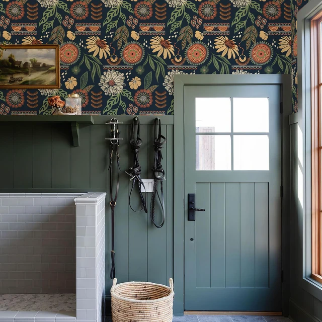 Alt view image 7 of 7 - Boho Sun Floral Retro Peel and Stick Wallpaper 17.3" x 1200" Removable Waterproof Self Adhesive Contact Paper Renter Friendly for Cabinets, Furniture, Bedroom, Bathroom, DIY Decor