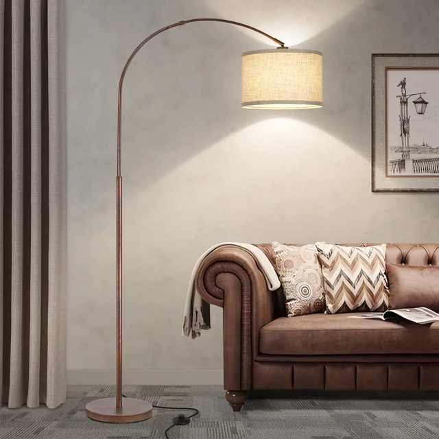 Main image of Floor Lamp for Living Room, Vintage Arc Floor Lamp with Adjustable Lamp Head, Tall Pole Lamp with On/Off Pedal Switch, Over Couch Arched Reading Light for Bedroom, Office, Study Room (Antique Bronze)