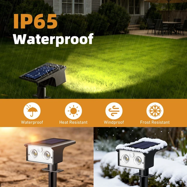 Alt view image 4 of 7 - 12 Pack Solar Lights Outdoor Waterproof Motion Sensor Outdoor Lights 3 Modes Solar Powered Yard Garden Solar Spot Lights for Outside Pathway Landscape Lighting, Warm White