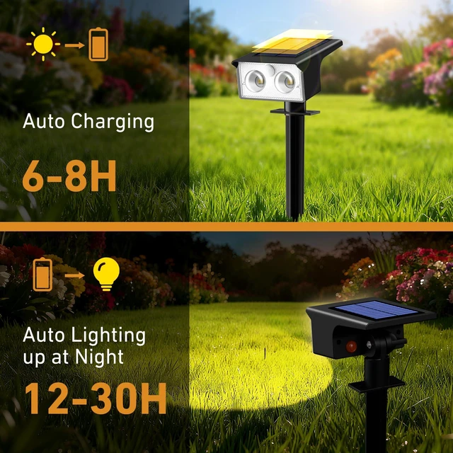 Alt view image 5 of 7 - 12 Pack Solar Lights Outdoor Waterproof Motion Sensor Outdoor Lights 3 Modes Solar Powered Yard Garden Solar Spot Lights for Outside Pathway Landscape Lighting, Warm White