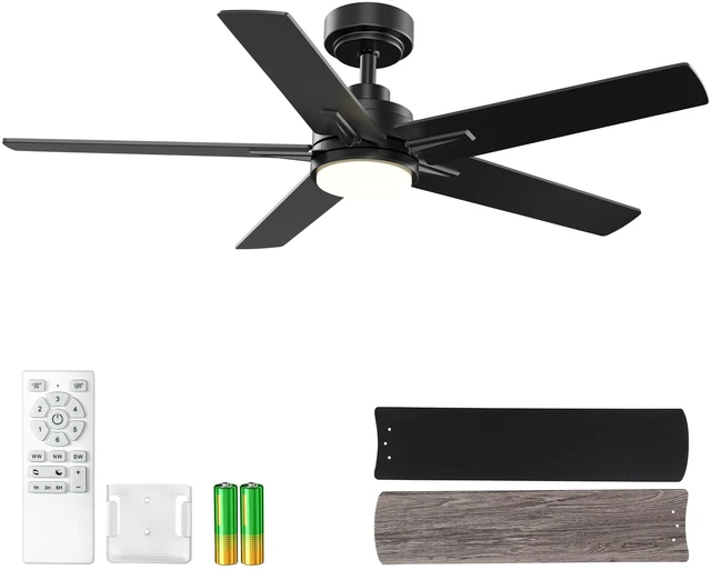 Main image of 48 Inch Black Ceiling Fan with Light and Remote Control.Noiseless,Dimmable, 3CCT,6 Speeds Reversible, Modern DC Ceiling Fans for Indoor or Covered Outdoor Use,ETL Listed