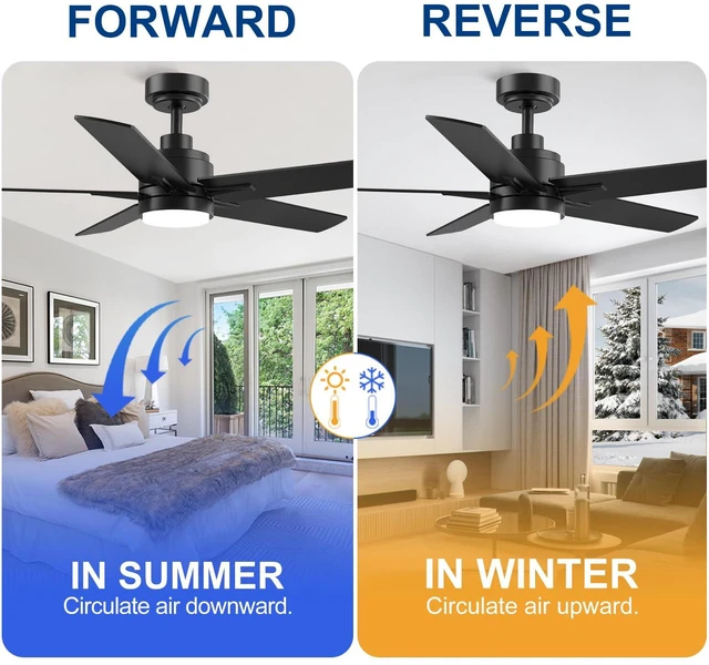 Alt view image 6 of 7 - 48 Inch Black Ceiling Fan with Light and Remote Control.Noiseless,Dimmable, 3CCT,6 Speeds Reversible, Modern DC Ceiling Fans for Indoor or Covered Outdoor Use,ETL Listed