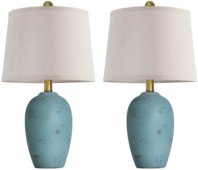 Main image of 21'' Set of 2 Coastal Small Ceramic Lamps for Bedroom Traditional Nightstand Bedside Desk Table Lamp for Living Room Office Dorm, 2 Bulbs Included