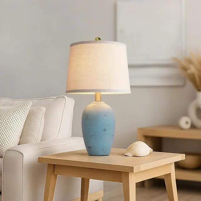 Alt view image 7 of 7 - 21'' Set of 2 Coastal Small Ceramic Lamps for Bedroom Traditional Nightstand Bedside Desk Table Lamp for Living Room Office Dorm, 2 Bulbs Included