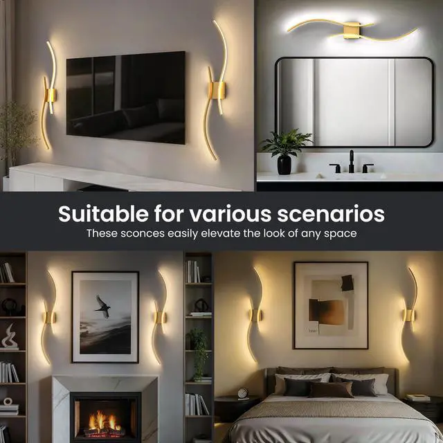Alt view image 7 of 7 - 10000mAh Battery Operated Wall Sconces Set of 2, Gold, 31.5 Inch 3CCT, Renter Friendly, Rechargeable Wall Lights, Remote, Dimmable, LED Cordless Lights for Living Room, Bedroom, Home Decor