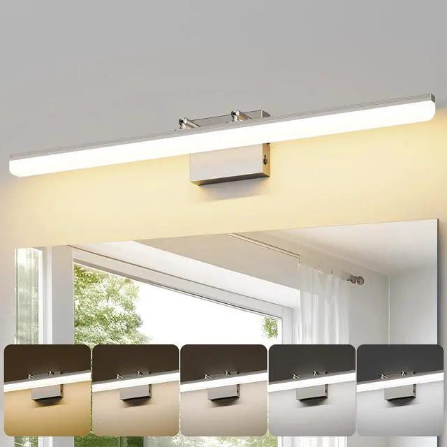 Alt view image 2 of 7 - Brushed Nickel Vanity Light 31.5", 24W LED Dimmable Bathroom Light Bar with Adjustable Angle & 5CCT Modern Long Wall Fixture for Bathroom, Powder Room, Bedroom, Apartment, Hotel
