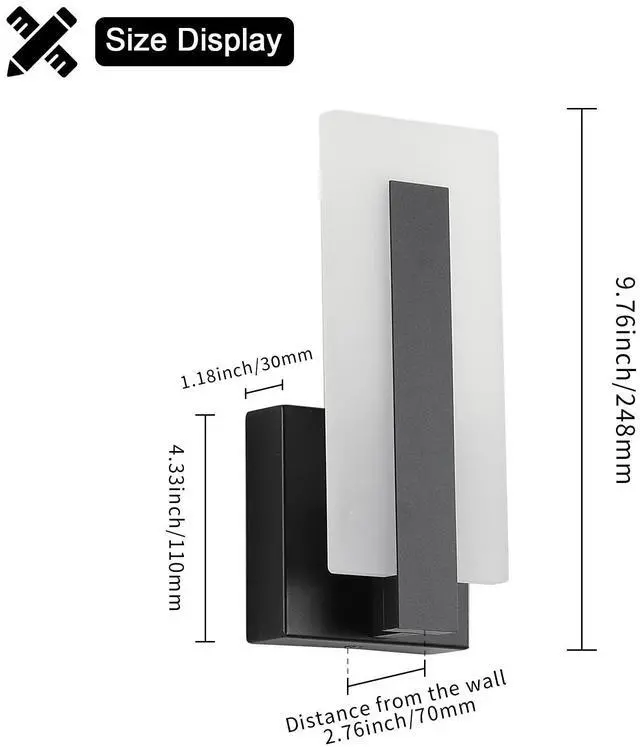 Alt view image 5 of 7 - Modern LED Wall Sconces Up and Down Wall Mount Light Black 3000K Warm White Wall Lights Set of 2, Indoor Wall Lighting for Hallways, Bedrooms, Hallways, Living Room Indoor Wall Lights