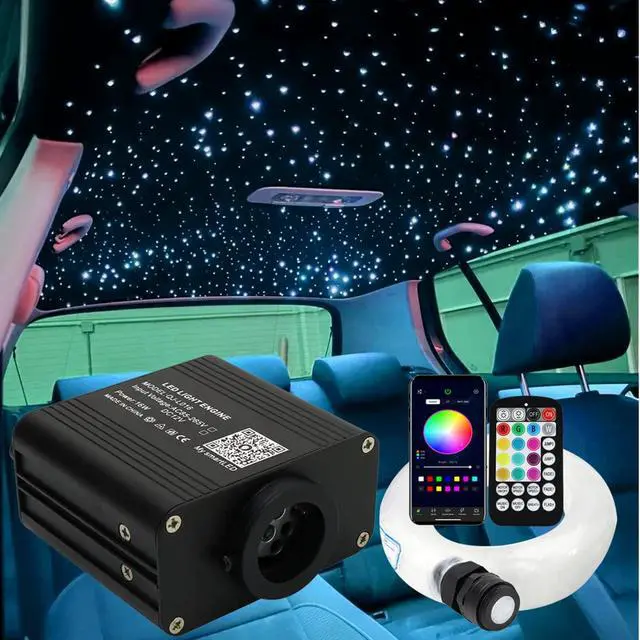 Main image of 16W Twinkle & Sound Activate 650pcs*0.03in*9.8ft Fiber Optic Starlight Headliner Kits for Car Home Star Ceiling Sky Decoration, APP& Remote Control Light Engine End Glow Fiber