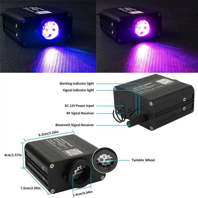 Alt view image 3 of 7 - 16W Twinkle & Sound Activate 650pcs*0.03in*9.8ft Fiber Optic Starlight Headliner Kits for Car Home Star Ceiling Sky Decoration, APP& Remote Control Light Engine End Glow Fiber