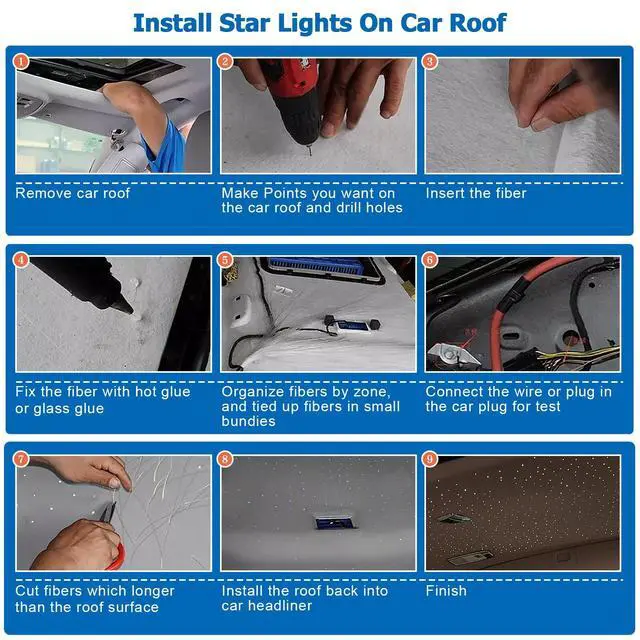 Alt view image 6 of 7 - 16W Twinkle & Sound Activate 650pcs*0.03in*9.8ft Fiber Optic Starlight Headliner Kits for Car Home Star Ceiling Sky Decoration, APP& Remote Control Light Engine End Glow Fiber