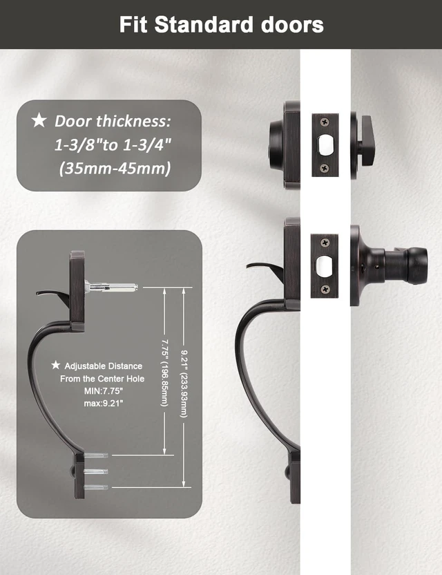 Alt view image 6 of 7 - Oil Rubbed Bronze Double Front Door Handleset with Deadbolt Upgraded Entry Door Handle Featuring Accent Wave Lever, Keyed & Dummy Exterior Handleset Combination