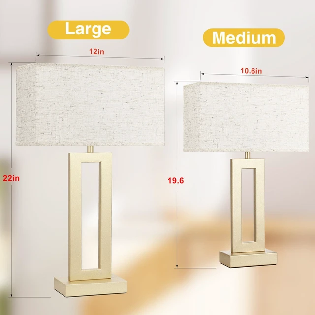 Alt view image 2 of 7 - 22" Tall Bedroom Lamps for Living Room - Touch Gold Bedside Lamps with USB C+A, 3 Way Dimmable Lamp for Nightstand, Modern Night Stands Lamps for End Tables(Beige&Gold)