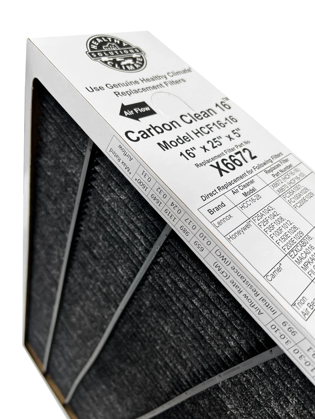Alt view image 3 of 7 - X6672 16x25x5 Healthy Climate Carbon-Clean MERV 16 Filter Bundle with Same Day Supply Filter Change Reminder Magnet (1-Pack)