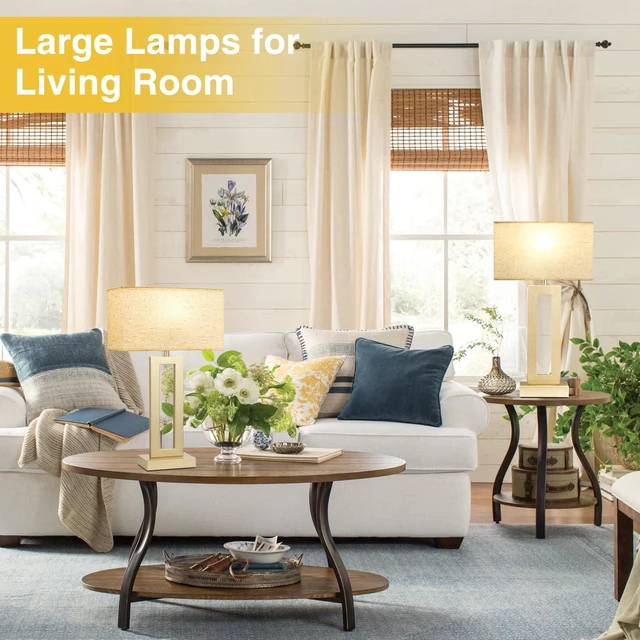 Alt view image 6 of 7 - 22" Tall Bedroom Lamps for Living Room - Touch Gold Bedside Lamps with USB C+A, 3 Way Dimmable Lamp for Nightstand, Modern Night Stands Lamps for End Tables(Beige&Gold)