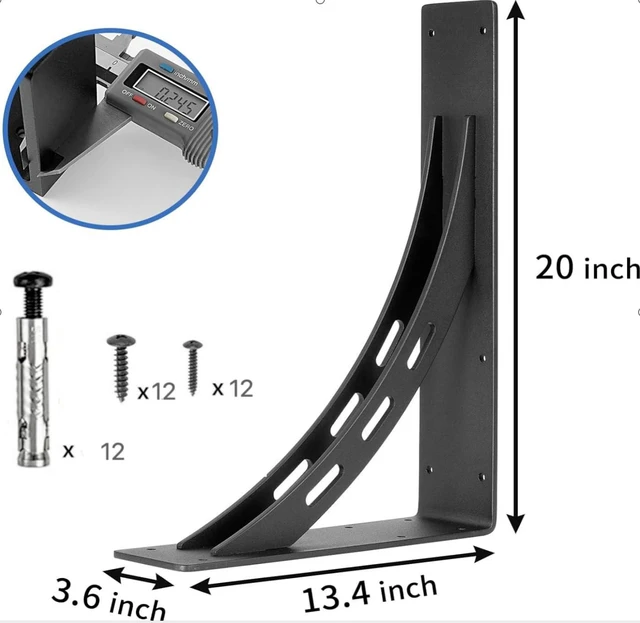 Alt view image 2 of 7 - 20 inch Heavy Duty Shelf Brackets, Max Load 1100 Lbs,Premium Alloy Metal Mantel Brackets (Set of 2) Fireplace Mantel Brackets - Countertop Support Brackets (20 x 13.5 inch