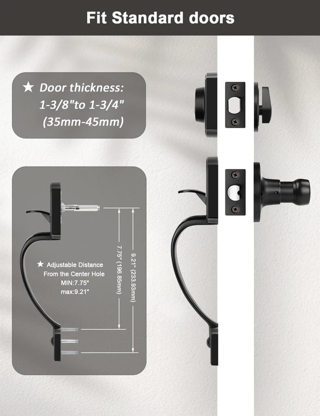 Alt view image 6 of 7 - Matte Black Double Front Door Handleset with Deadbolt Upgraded Entry Door Handle Featuring Accent Wave Lever, Keyed & Dummy Exterior Handleset Combination