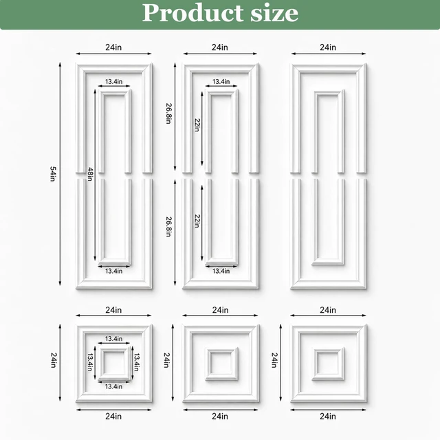 Alt view image 2 of 7 - Peel and Stick Wall Molding Kit, Pre Cut Bilinear Frame Wainscoting Panel 3 Set,Inner and Outer Layer Style,Self Adhesive,Paintable,Premade,24"x54"+13.5"x44"