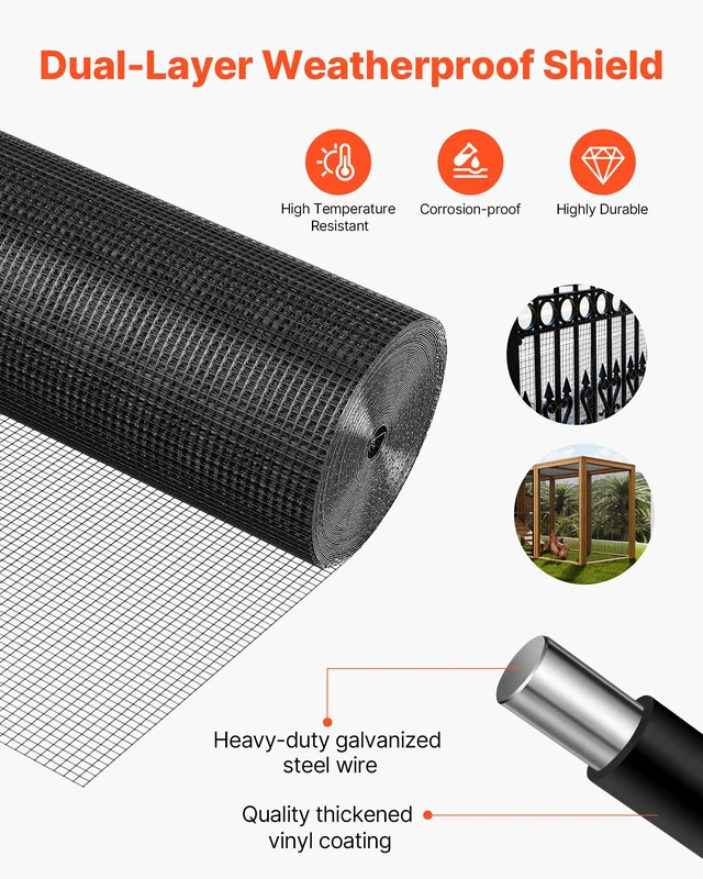 Alt view image 4 of 7 - Hardware Cloth 60 in x 50 ft, 1/2 in 19 Gauge Galvanized Wire Mesh Roll, Weather-Resistant Vinyl Coated Chicken Wire Fencing, Heavy Duty Welded Garden Plant Fencing for Rabbit Cage Snake Fence